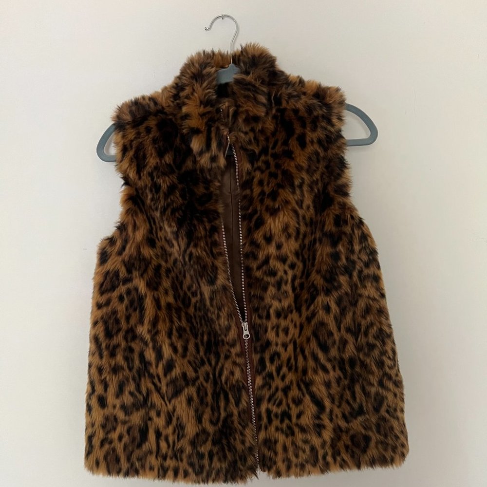 Faux Fur Leopard J Crew Vest